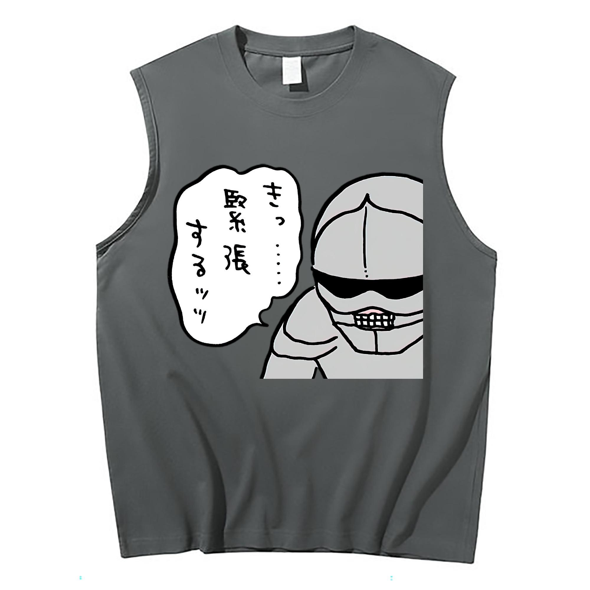 （画像用） ちいかわ 労働の鎧さん Chii-kawa Mr. Armor of Labor コットン100％タンクトップ（フロントプリント）